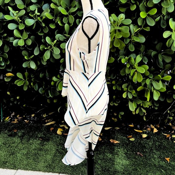 English Factory Dramatic Sleeveless High Low Poplin Striped Shirt M - Picture 12 of 15